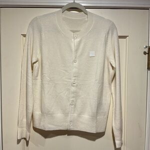 NWOT Acne Studios White Wool Cardigan Sweater, Size M/L